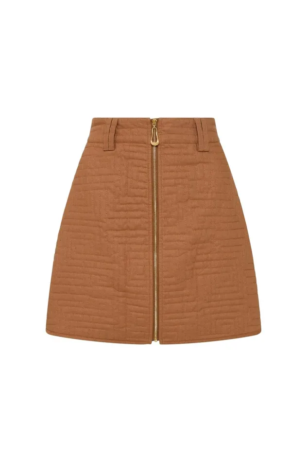 Surrealist Quilted Mini Skirt Tawny Brown Women Aje Skirts