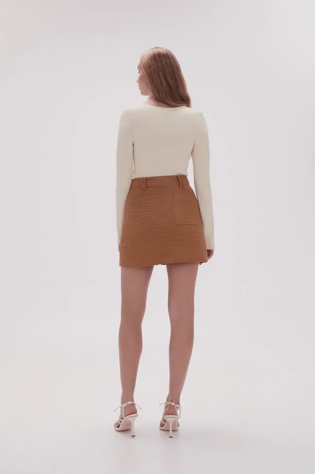 Surrealist Quilted Mini Skirt Tawny Brown Women Aje Skirts