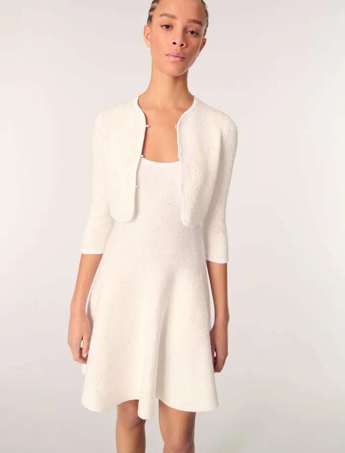 Sweaters and Cardigans Women Maje Cropped Cardigan With Rhinestones White