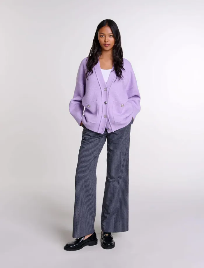 Sweaters and Cardigans Women Maje Longline Cardigan Parma Violet