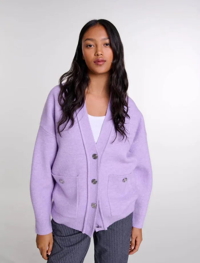 Sweaters and Cardigans Women Maje Longline Cardigan Parma Violet