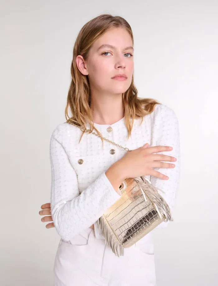 Sweaters and Cardigans Women Maje Sequin Knit Cardigan Off White