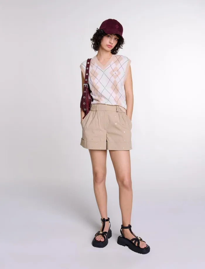 Sweaters and Cardigans Women Maje Sleeveless Wool Blend Jumper Beige