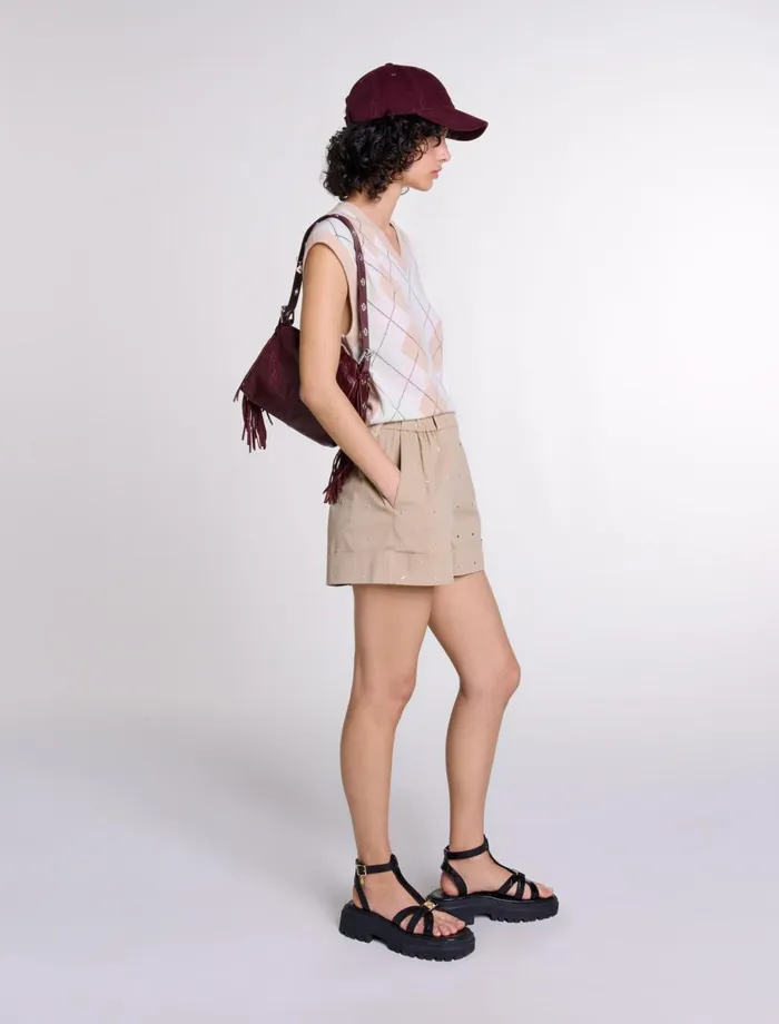 Sweaters and Cardigans Women Maje Sleeveless Wool Blend Jumper Beige
