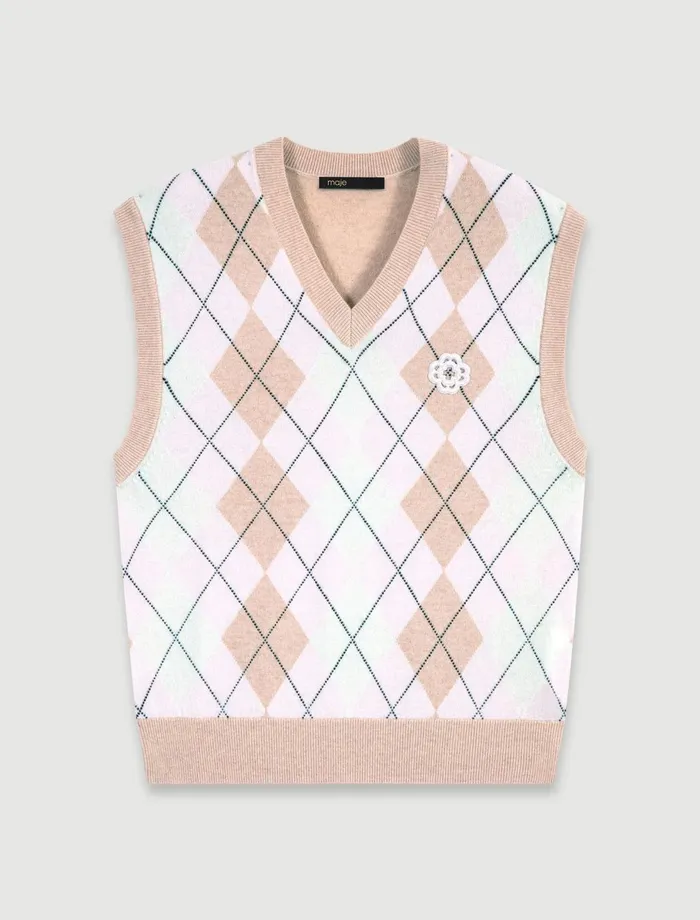 Sweaters and Cardigans Women Maje Sleeveless Wool Blend Jumper Beige