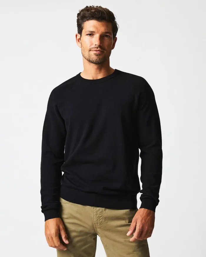 Sweaters and Sweatshirts Men Billy Reid Baseball Sweater Crew Black