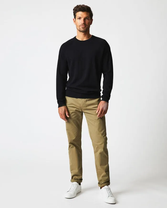 Sweaters and Sweatshirts Men Billy Reid Baseball Sweater Crew Black