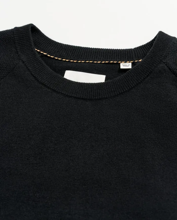 Sweaters and Sweatshirts Men Billy Reid Baseball Sweater Crew Black