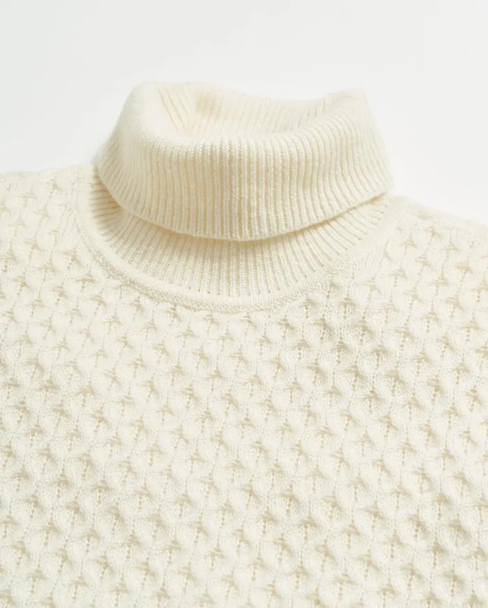 Sweaters and Sweatshirts Men Billy Reid Cashmere Honeycomb Turtleneck Natural