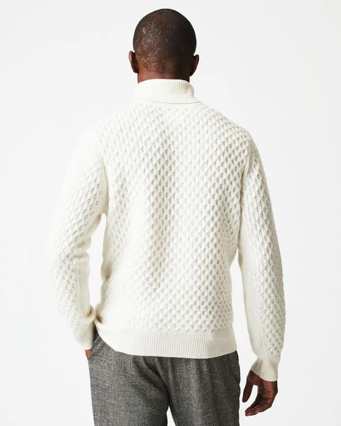 Sweaters and Sweatshirts Men Billy Reid Cashmere Honeycomb Turtleneck Natural