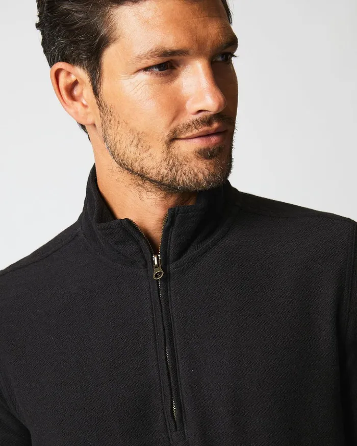 Sweaters and Sweatshirts Men Billy Reid Herringbone Half Zip Black