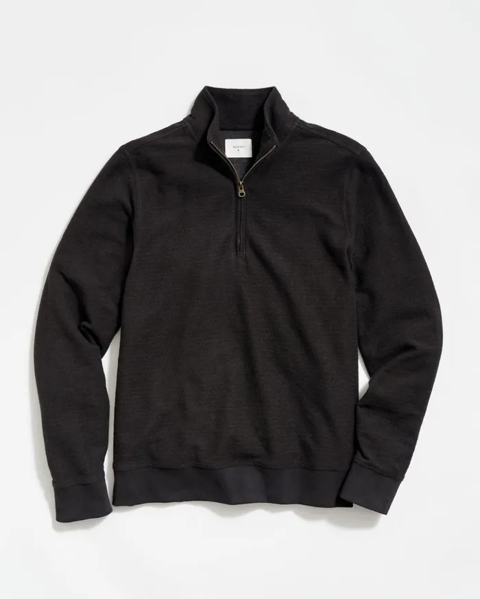Sweaters and Sweatshirts Men Billy Reid Herringbone Half Zip Black