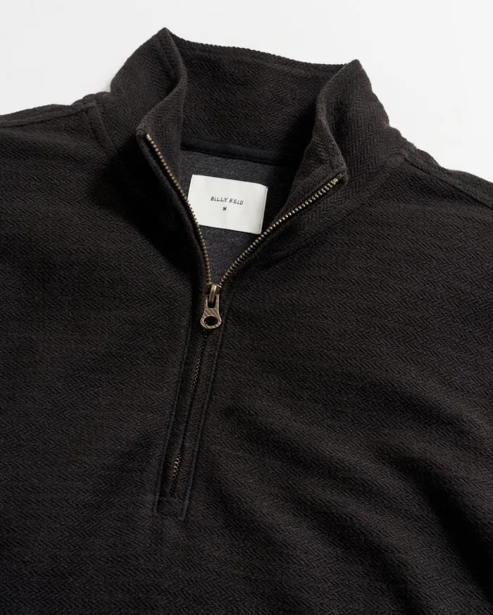 Sweaters and Sweatshirts Men Billy Reid Herringbone Half Zip Black