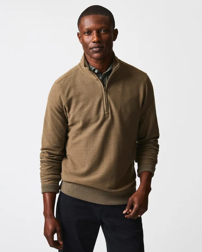 Sweaters and Sweatshirts Men Billy Reid Herringbone Half Zip Moss Green