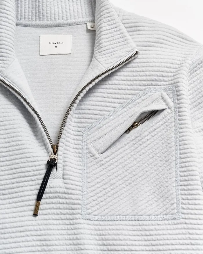 Sweaters and Sweatshirts Men Billy Reid Quilted Half Zip Beach Blue