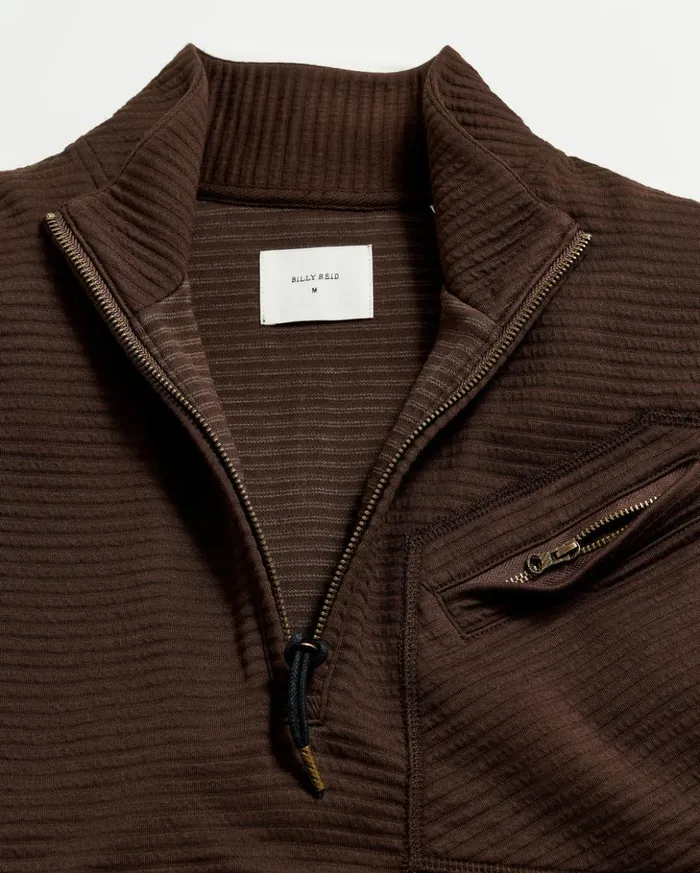 Sweaters and Sweatshirts Men Billy Reid Quilted Half Zip Chocolate