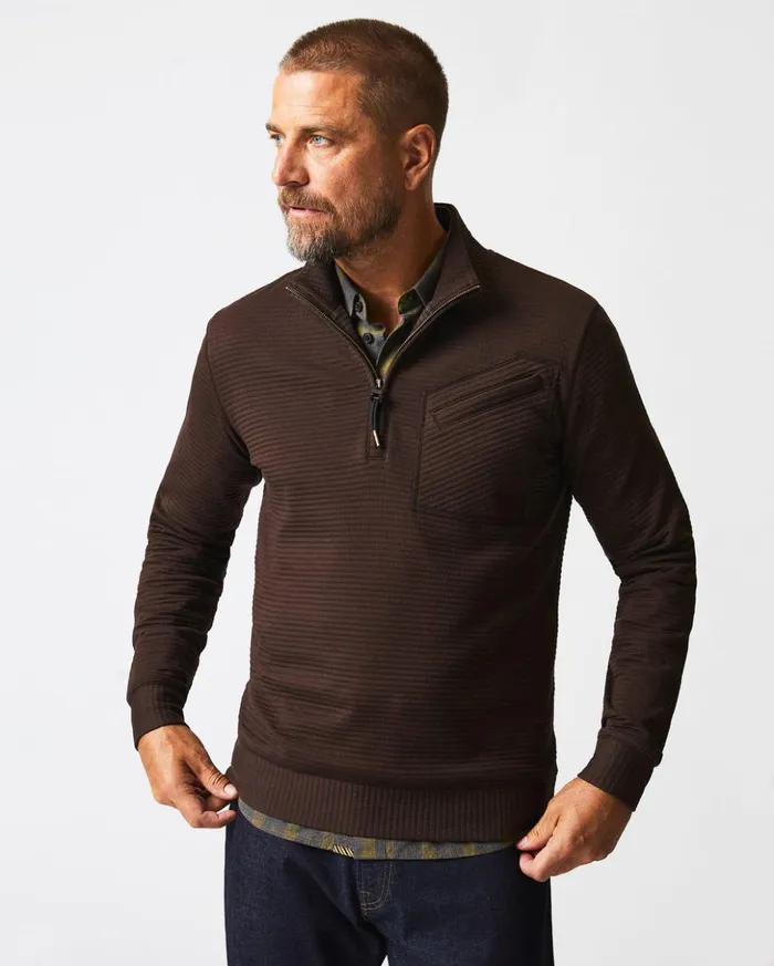 Sweaters and Sweatshirts Men Billy Reid Quilted Half Zip Chocolate