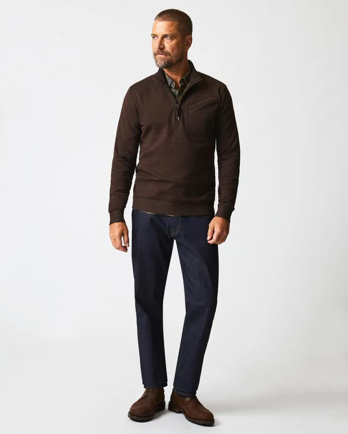Sweaters and Sweatshirts Men Billy Reid Quilted Half Zip Chocolate