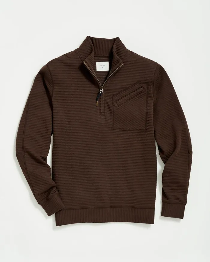 Sweaters and Sweatshirts Men Billy Reid Quilted Half Zip Chocolate