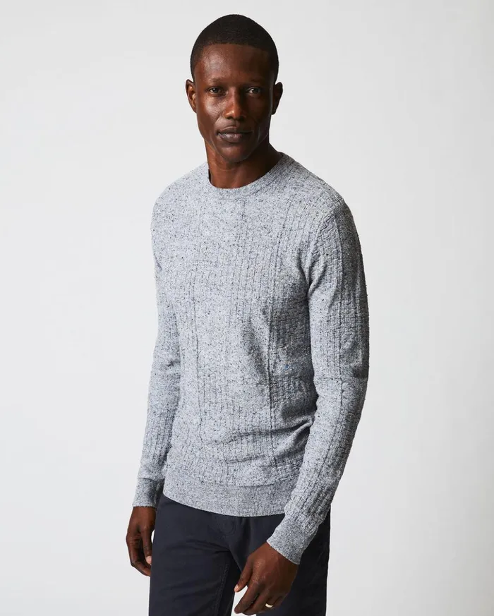 Sweaters and Sweatshirts Men Billy Reid Weave Sweater Crew Light Grey Marled
