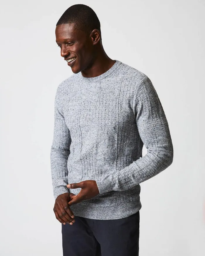 Sweaters and Sweatshirts Men Billy Reid Weave Sweater Crew Light Grey Marled
