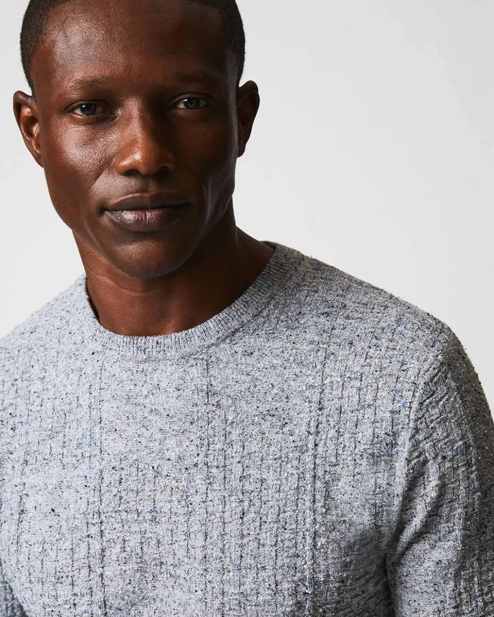 Sweaters and Sweatshirts Men Billy Reid Weave Sweater Crew Light Grey Marled