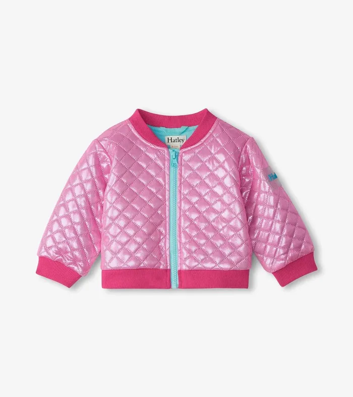 Sweaters Baby and Toddler Hatley Baby and Toddler Girls Rose Violet Metallic Bomber Jacket