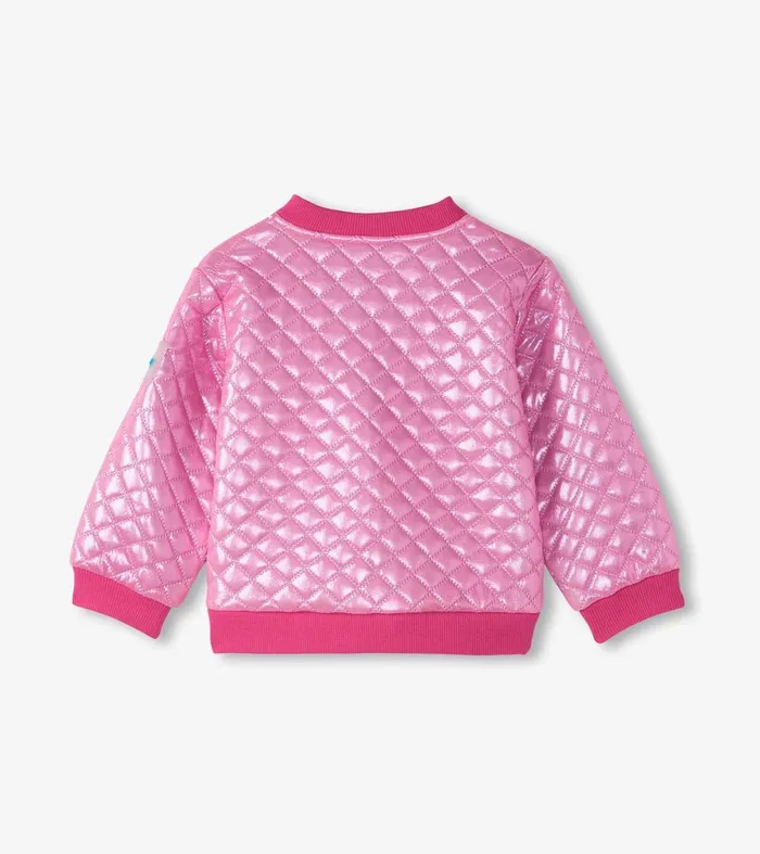 Sweaters Baby and Toddler Hatley Baby and Toddler Girls Rose Violet Metallic Bomber Jacket