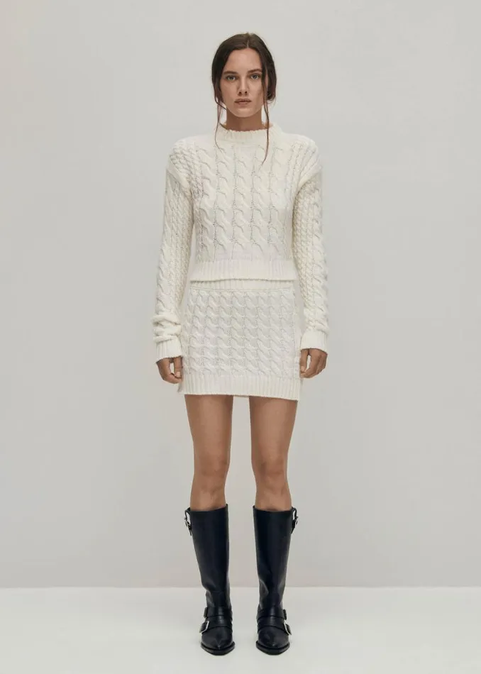 Sweaters Cardigans Women ALOHAS Blossom White Tricot Sweater