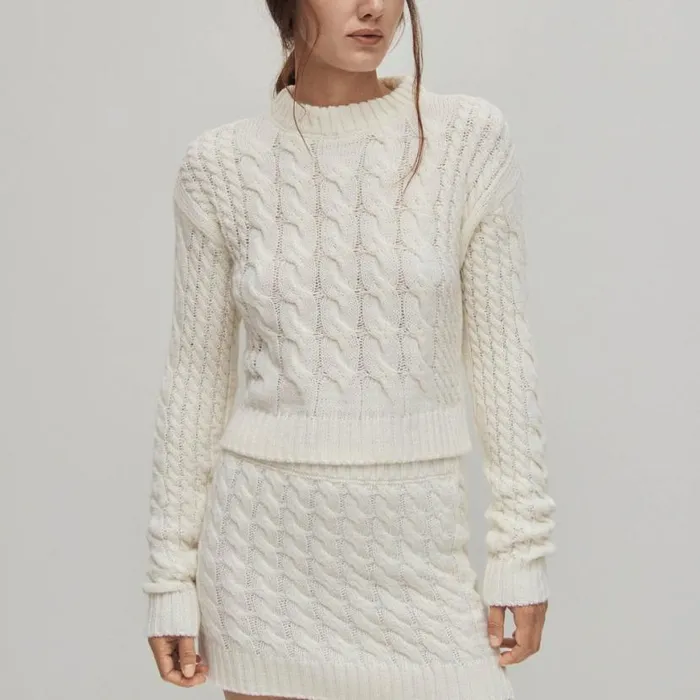 Sweaters Cardigans Women ALOHAS Blossom White Tricot Sweater
