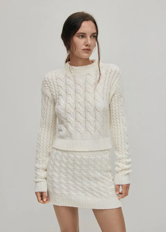 Sweaters Cardigans Women ALOHAS Blossom White Tricot Sweater