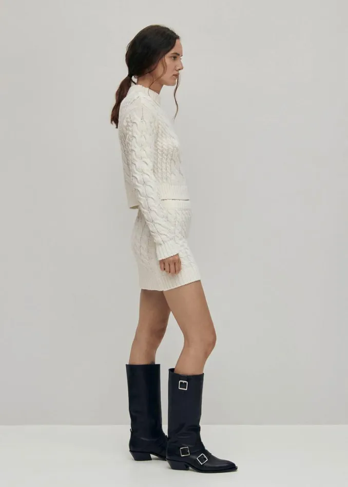 Sweaters Cardigans Women ALOHAS Blossom White Tricot Sweater