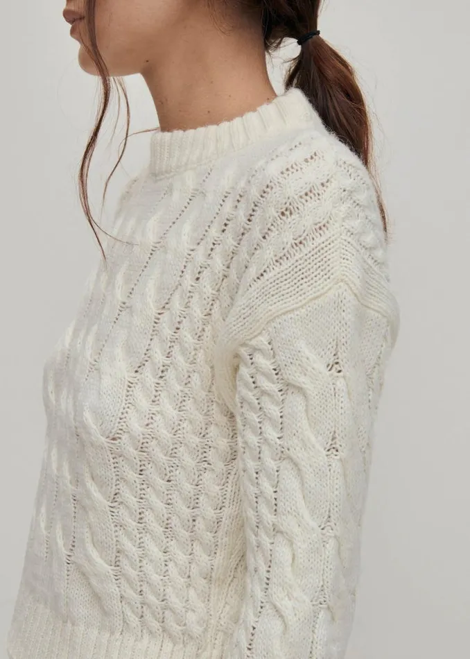 Sweaters Cardigans Women ALOHAS Blossom White Tricot Sweater