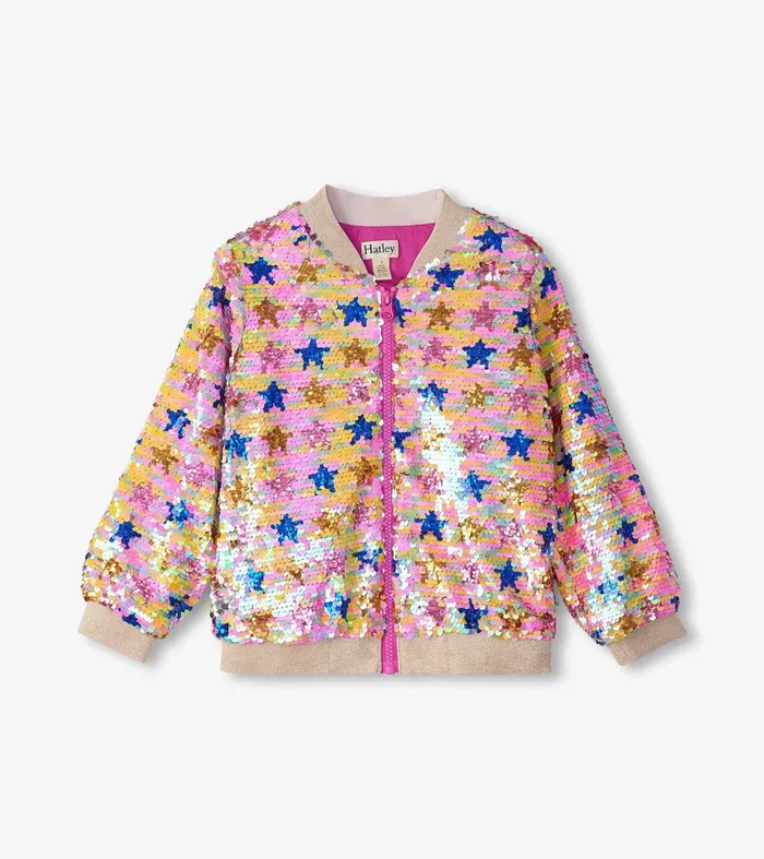 Sweaters Girls Hatley Girls Star Party Sequined Bomber Jacket