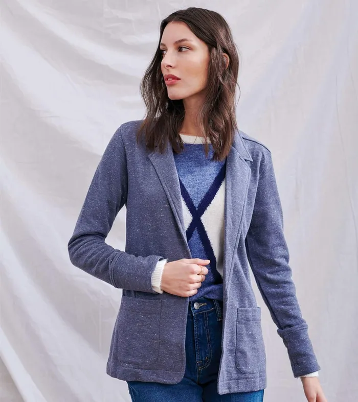 Sweaters Women Hatley Chelsea Knit Blazer 8211 Indigo Speckle