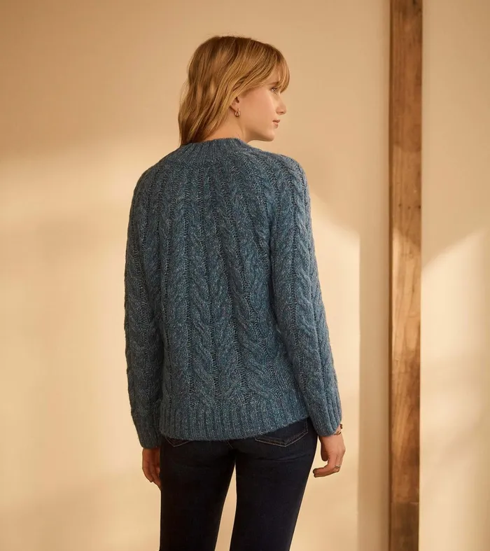 Sweaters Women Hatley Dylan Cable Knit Sweater 8211 Blue Heather