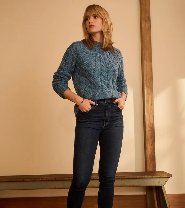 Sweaters Women Hatley Dylan Cable Knit Sweater 8211 Blue Heather