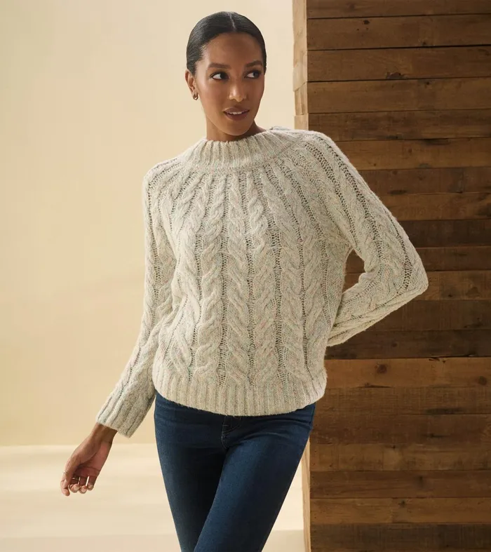 Sweaters Women Hatley Dylan Cable Knit Sweater 8211 Clear Rainbow