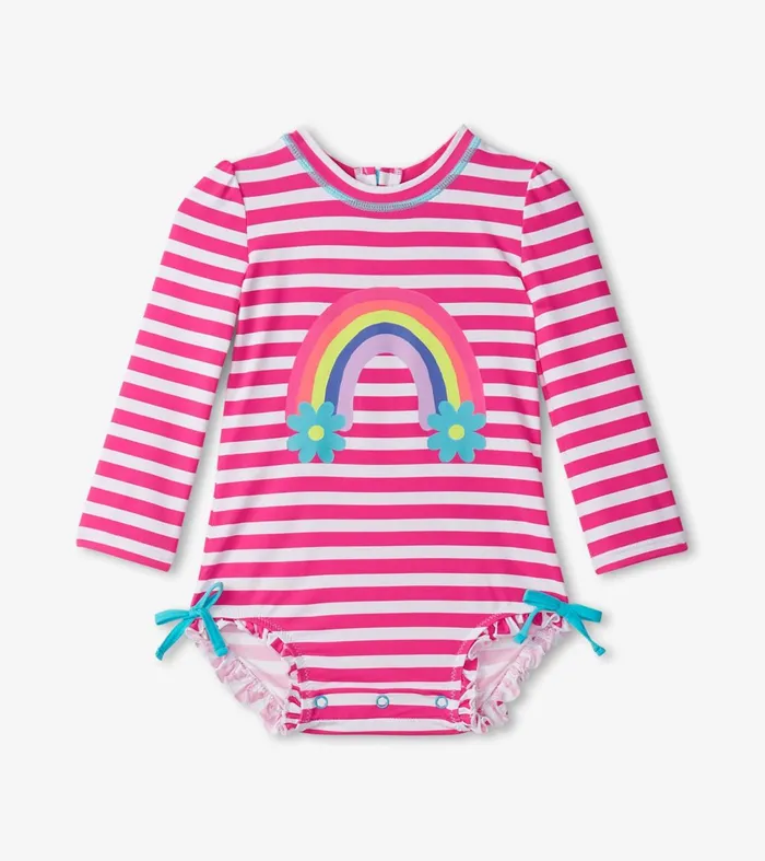 Swimwear Baby and Toddler Hatley Baby Girls Candy Stripes Rashguard Swimsuit