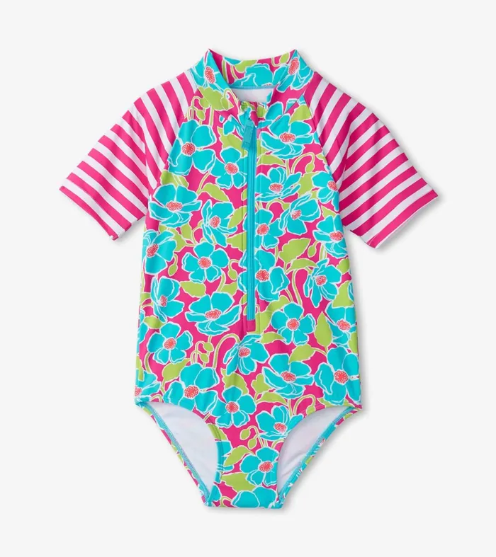 Swimwear Girls Hatley Girls Floating Poppies OnePiece Rashguard