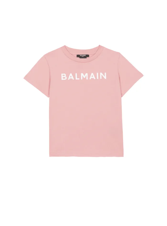 Tshirt With Logo Purple Kids Balmain