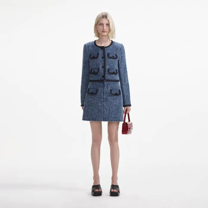 Textured Denim Jacket Women Self Portrait Outerwear