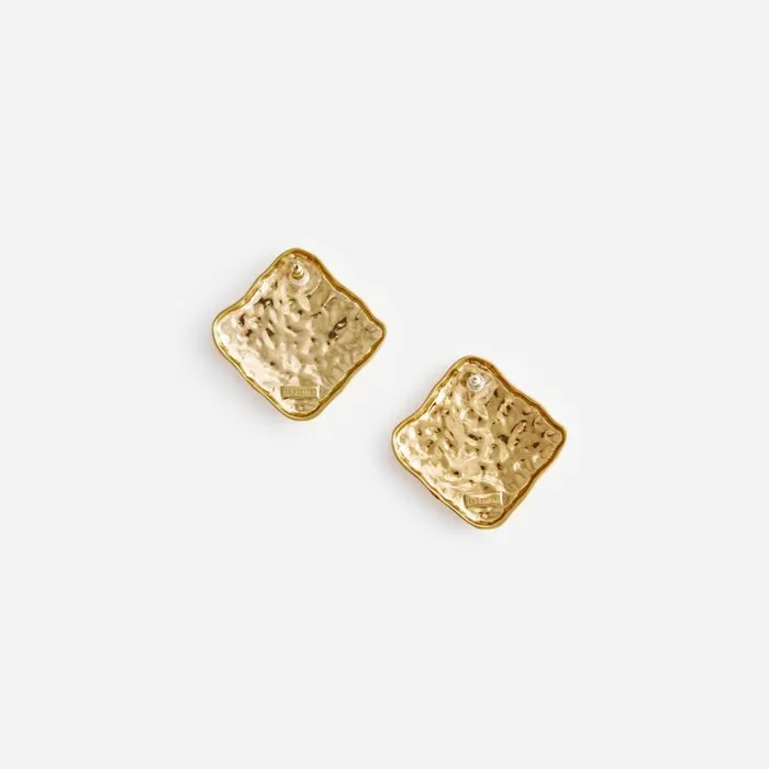 Textured Gold Square Earrings Women Self Portrait Accessories