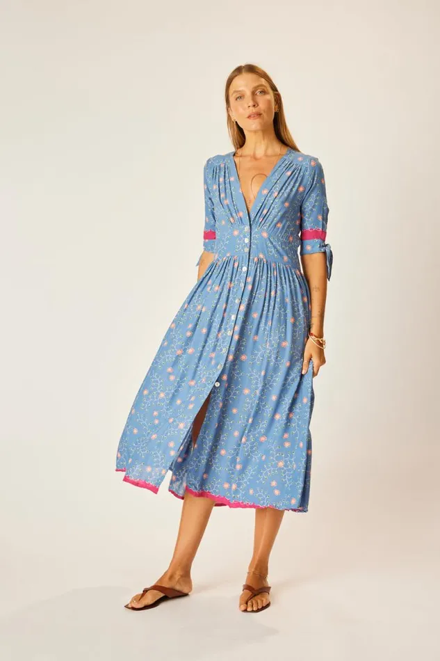 The Family Martin Shop Natalie Martin LAYLA DRESS Pinwheel Denim