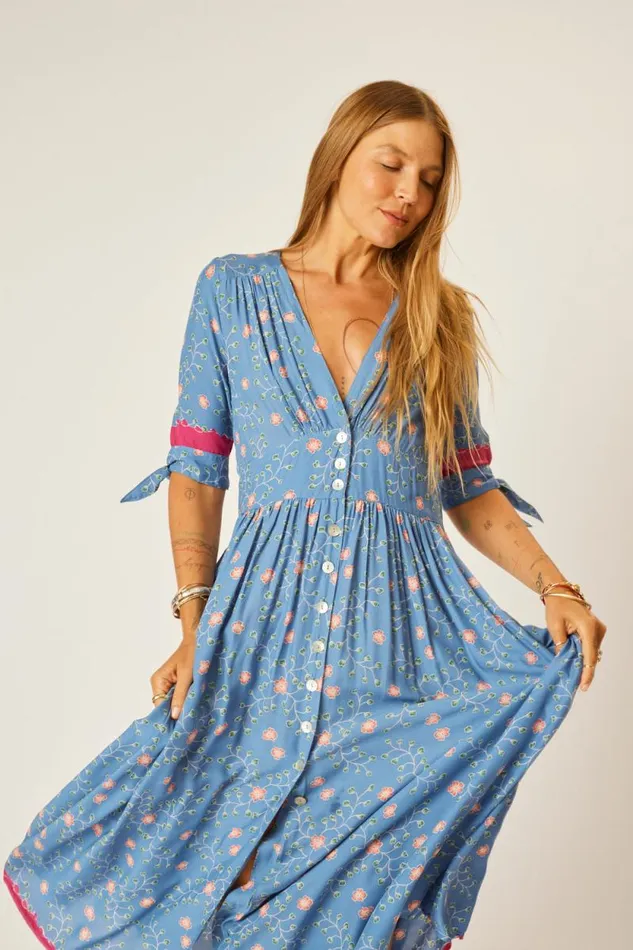 The Family Martin Shop Natalie Martin LAYLA DRESS Pinwheel Denim
