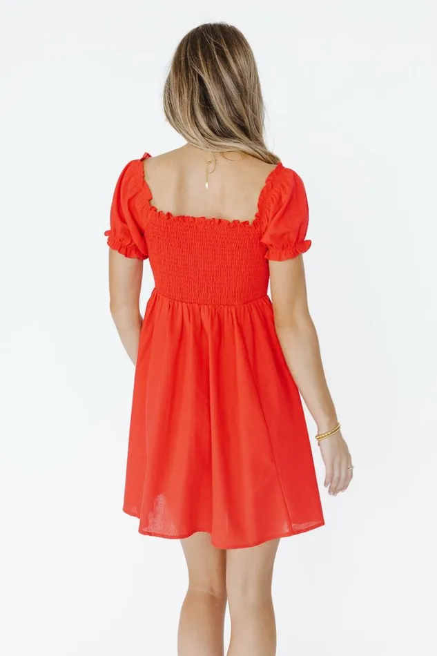 Theodore Smocked Mini Dress Red Women Bohme Dresses