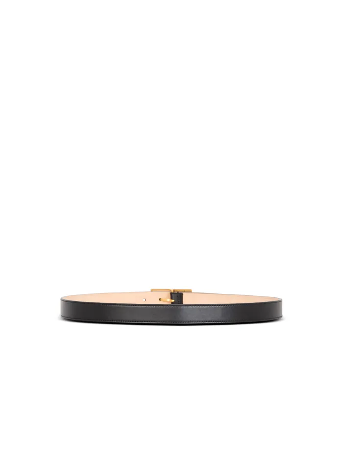 Thin Signature Calfskin Belt Black Women Balmain Belts