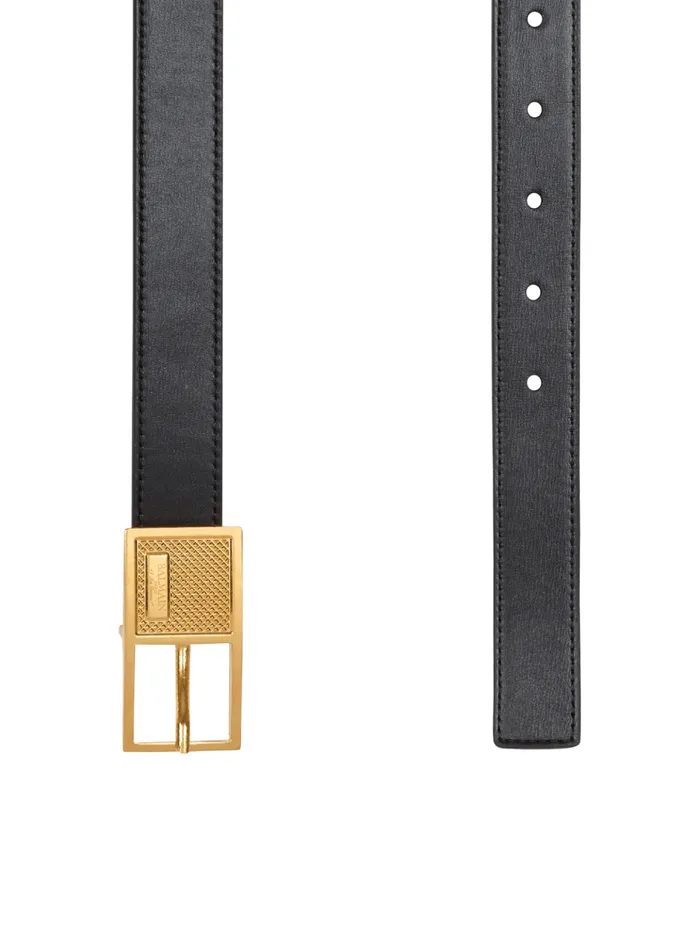 Thin Signature Calfskin Belt Black Women Balmain Belts