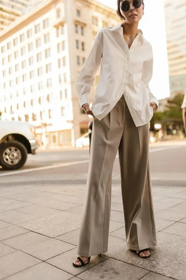 Tobi Wide Leg Pants In Taupe Taupe Women Bohme Pants