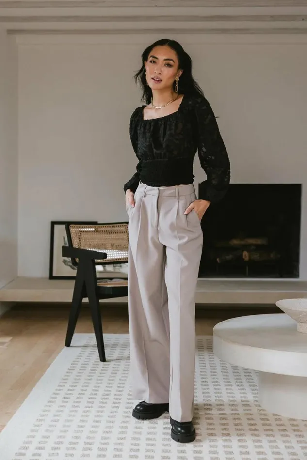 Tobi Wide Leg Pants In Taupe Taupe Women Bohme Pants